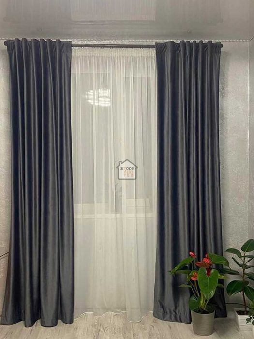 Сірі, світло-сірі, темні штори оксамит велюр бархат Barhat Гардини
