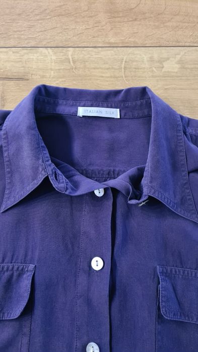 Koszula 100% Silk Jedwab. Głęboki Fioletowy, Śliwkowy. Oversize M / L