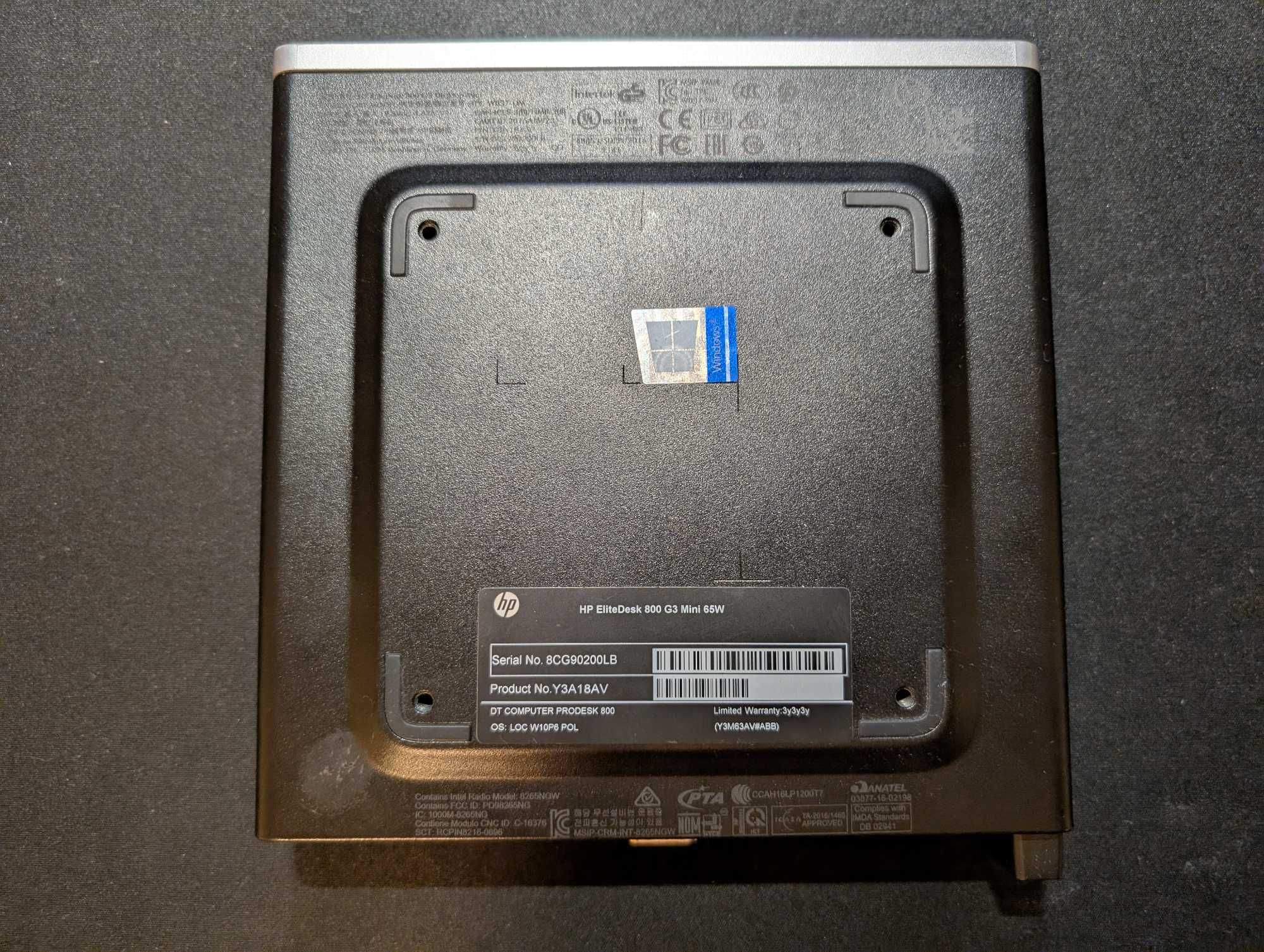 MiniPC HP Elitedesk 800 G3 Mini 65W / WiFi / BT / RS232 (COM)