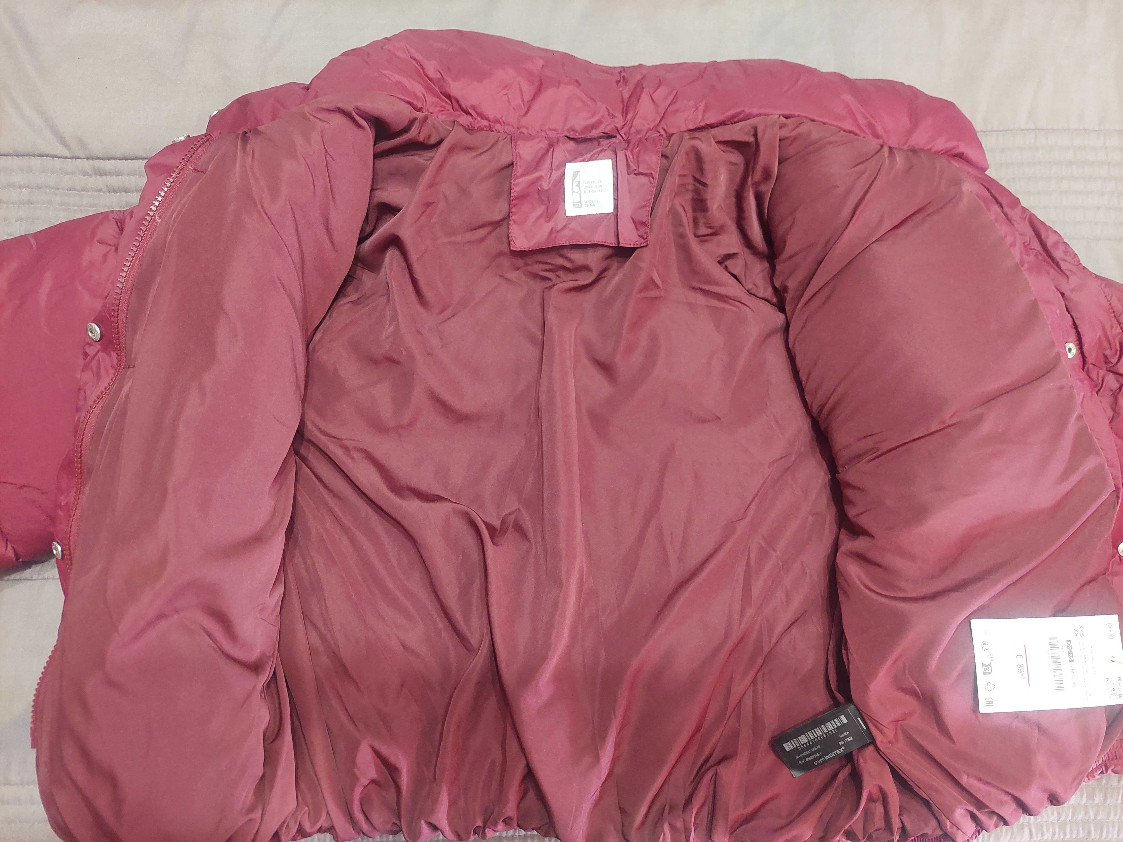 Бордова куртка-пуфер Zara, р.XS-S