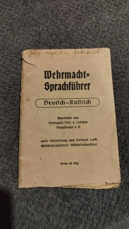 Frontowy słownik niemiecko rosyjski z II wojny ! Wyposażenie Wehrmacht