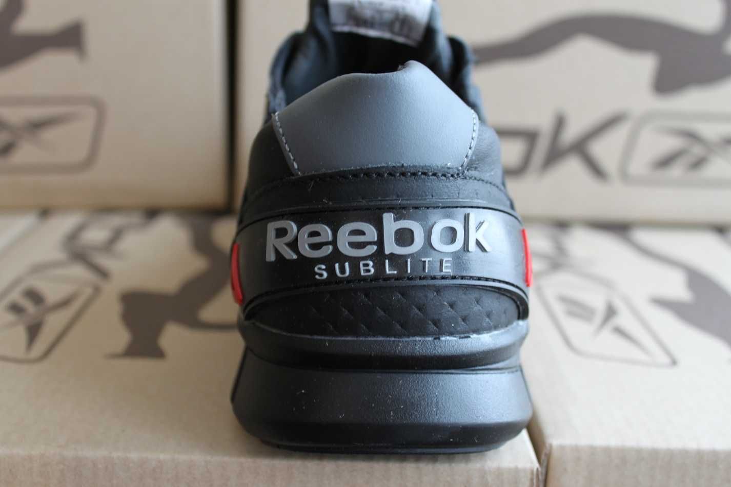 Reebok -  черные кожаные  кроссовки - туфли - кросівки (код:12-16чер.)