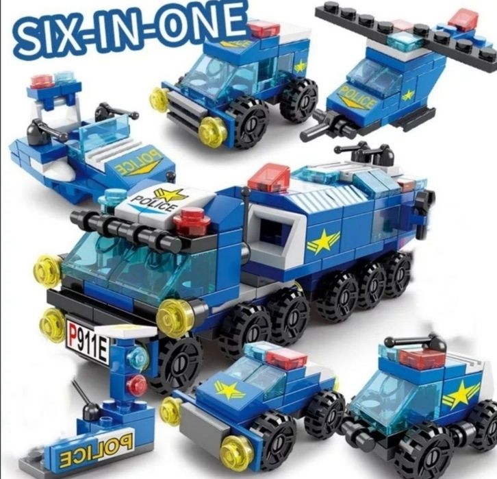 Конструктор лего поліція , машинка інерційна танк стріляє
