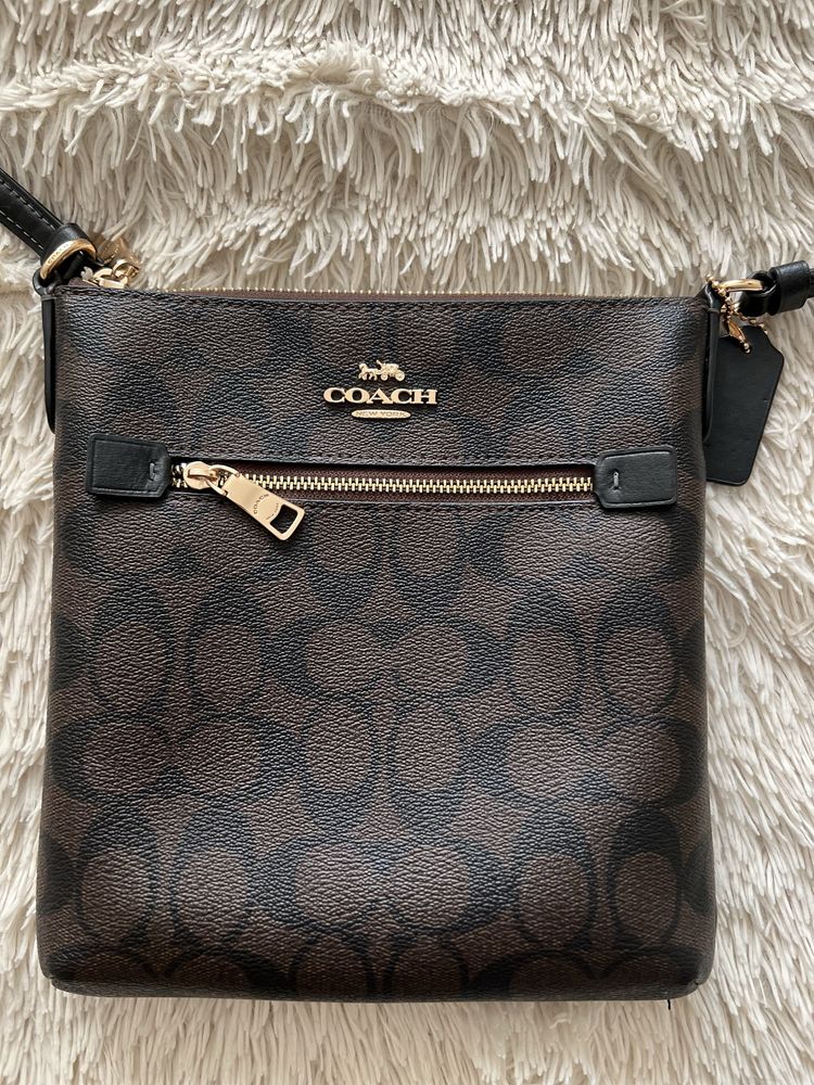 Сумка coach оригінал коричневе лого крос-боді