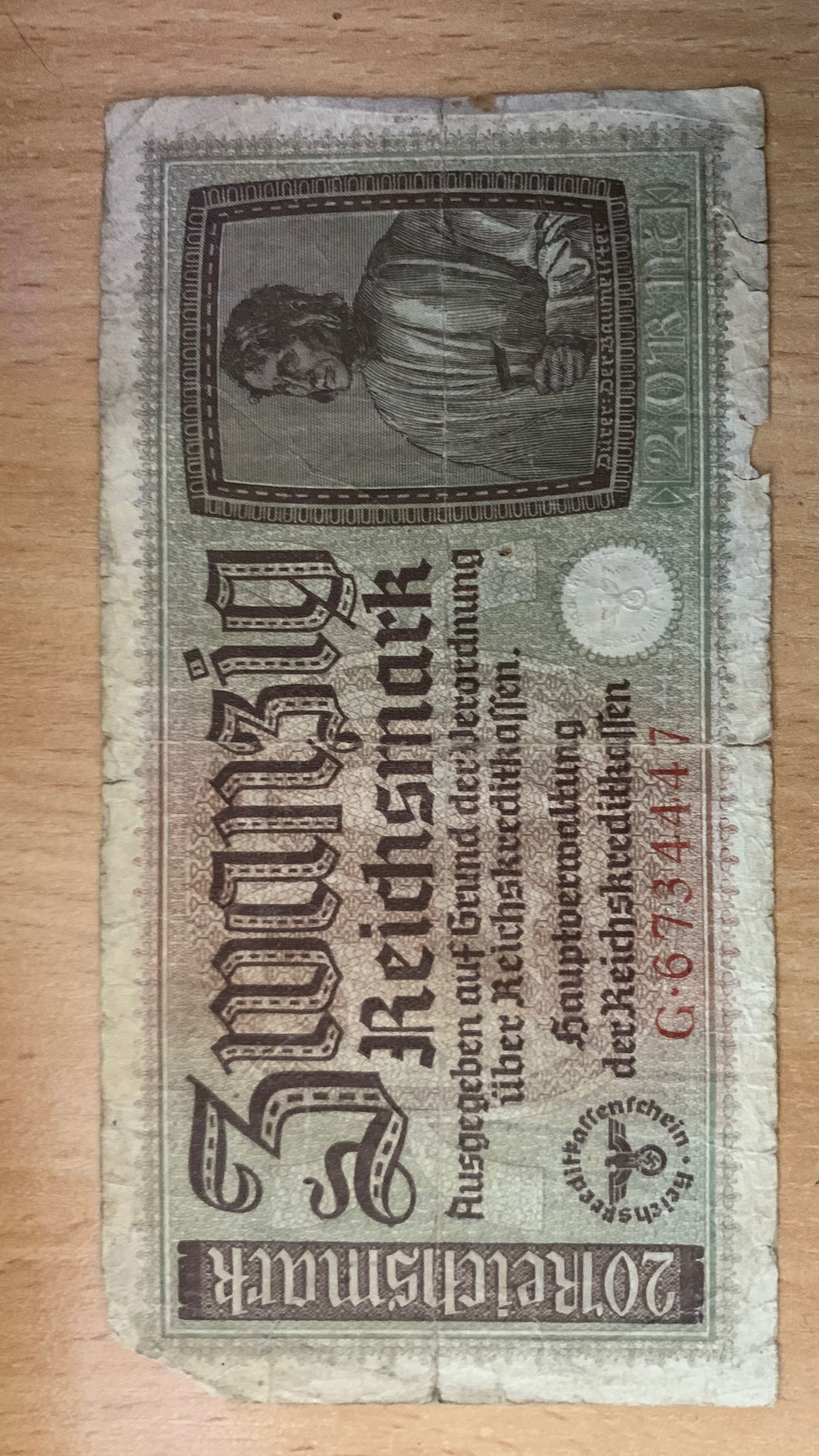 20 Reichsmark купюра
