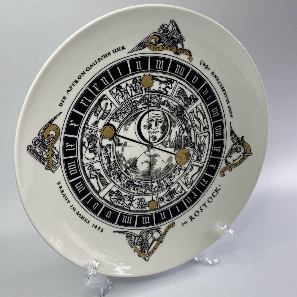 Astronom Talerz porcelanowy z motywem zegara astronomicznego horoskop