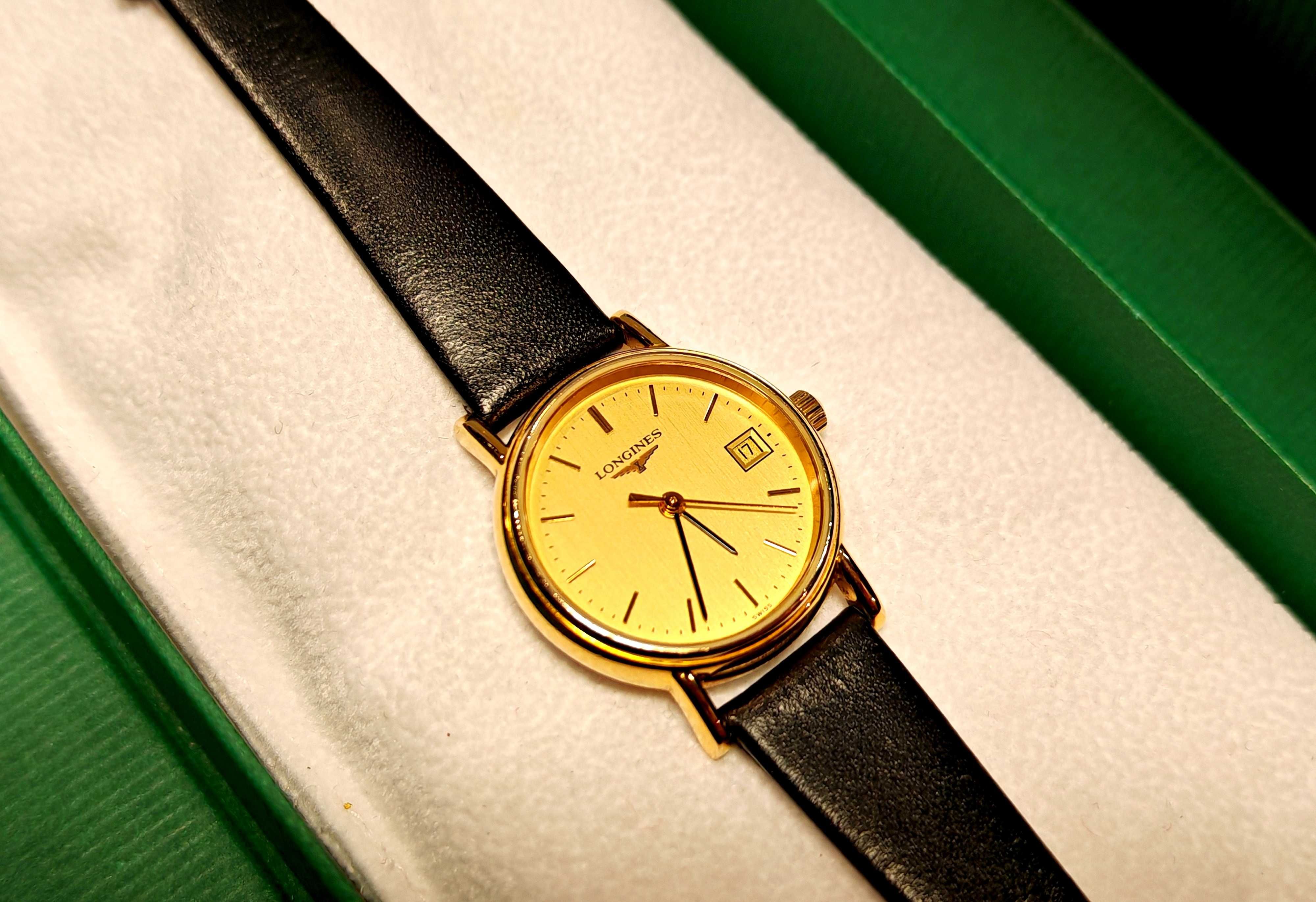Zegarek Longines Grande Presence Classique 24mm Data Pozłacany Pudełko