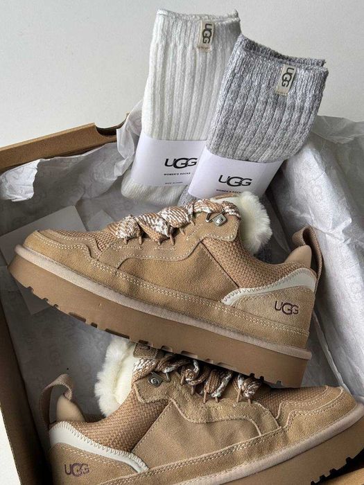 Угги UGG Lowmel Sneaker Beige / Уггі Ловмель Снекер бежеві замшеві