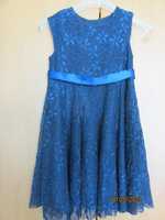 Плаття гіпюрове для дівчинки темно-синього кольору