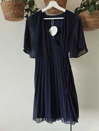 Elegancka sukienka ciążowa, plisowana, kopertowy dekolt  r. S/M Boohoo