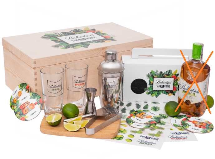 Zestaw akcesoriów Ballantine's w drewnianej skrzynce