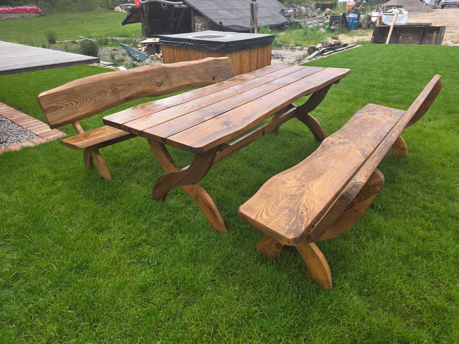 Komplet mebli ogrodowych z litego drewna świerkowego solidne PROMOCJA