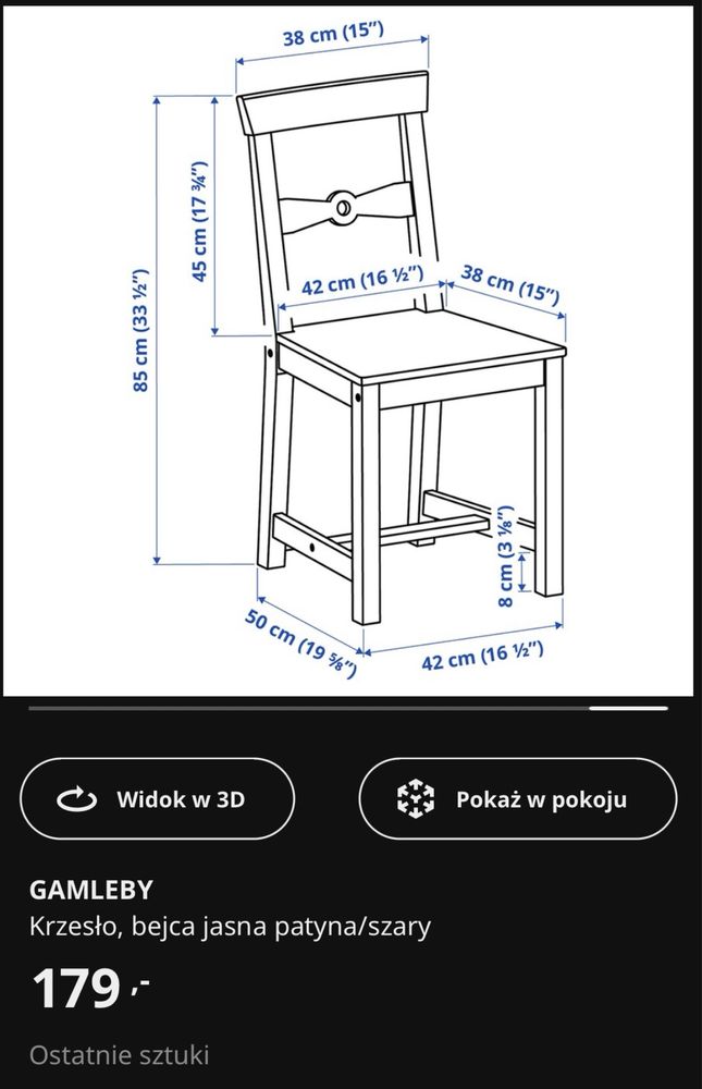 Krzesła Ikea GAMLEBY 2szt.