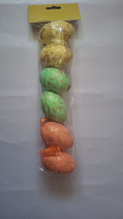 Jajka wielkanocne styropianowe 6szt z zawieszką