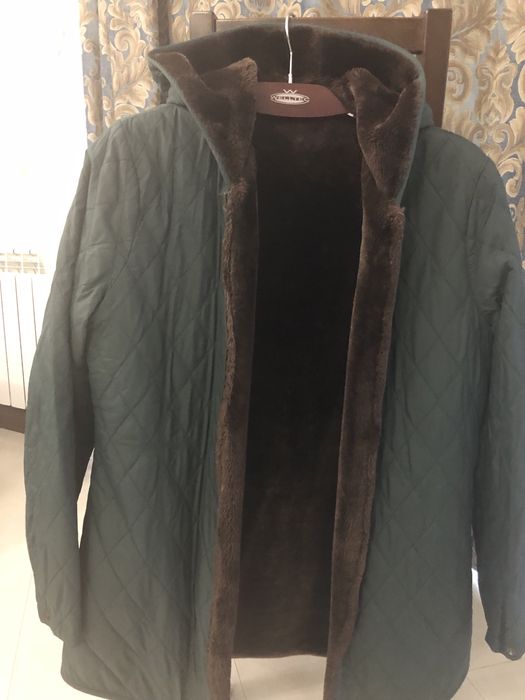 Зимова куртка-парка темно-зеленого кольору (злегка хамелеон).