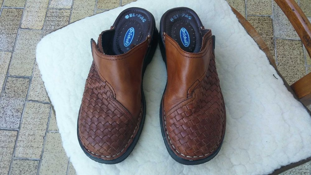 Skórzane klapki , pleciona skóra - 37/24cm   - bdb !!