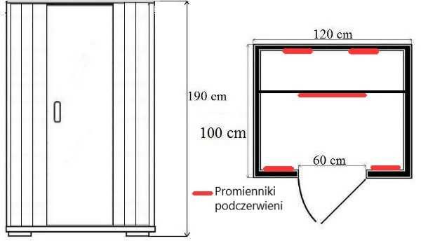 Sauna Infrared Rimini Surowa promienniki kwarcowe 2 osobowa