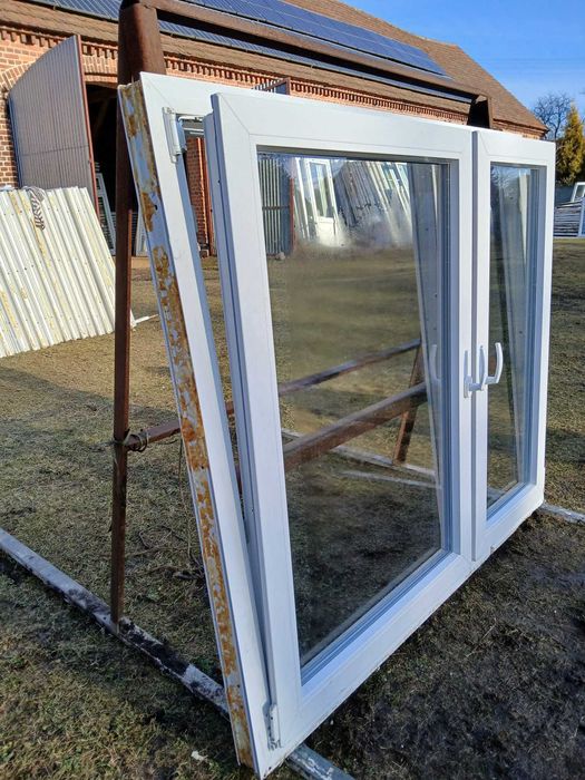 Okna białe 158x136 okno pcv dwuskrzydłowe używane DOWÓZ CAŁY KRAJ