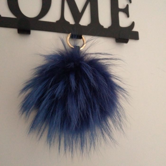 Pompon breloczek futro naturalne jenot xl