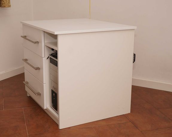 Szafka komputerowa z szufladami-biała komoda na komputer szuflady IKEA