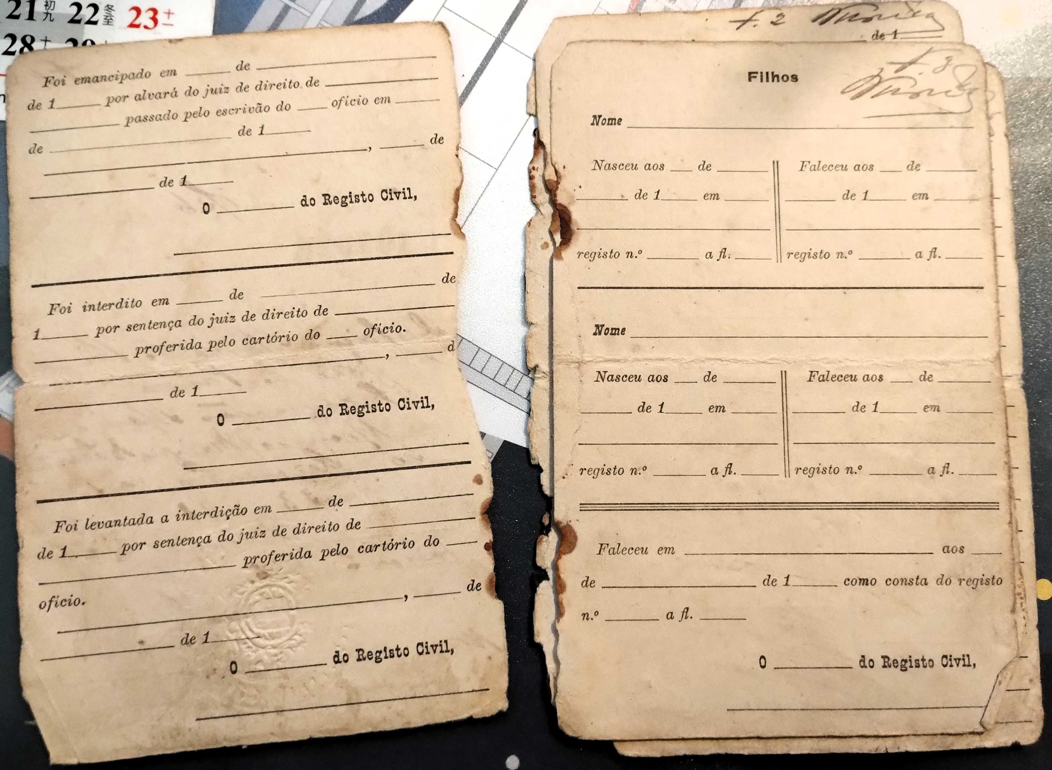 Documento Pessoal Antigo Cédula Pessoal 1926