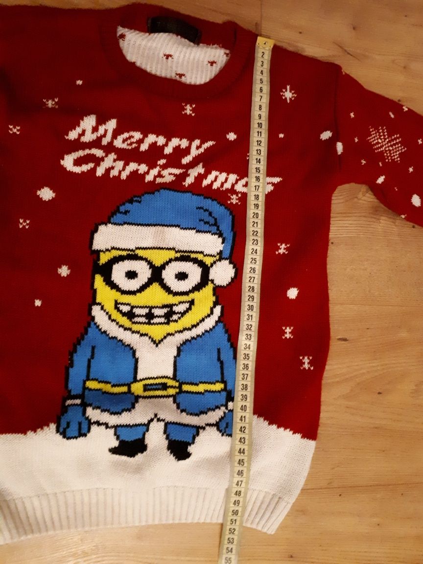 Sweter świąteczny Minionek bluza świąteczna Minionki sweterek 7-8 lat