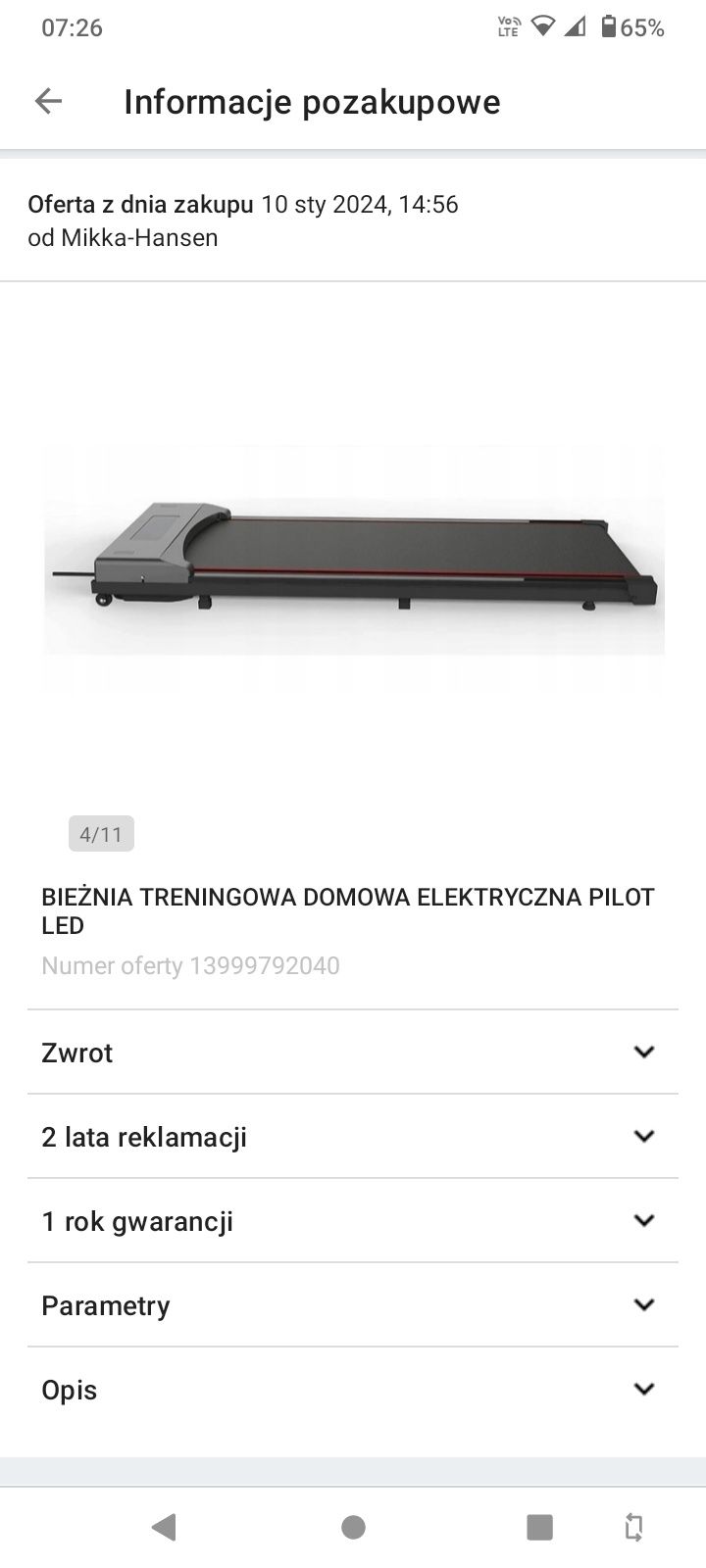 Bieżnia elektryczna z pilotem prawie nowa.