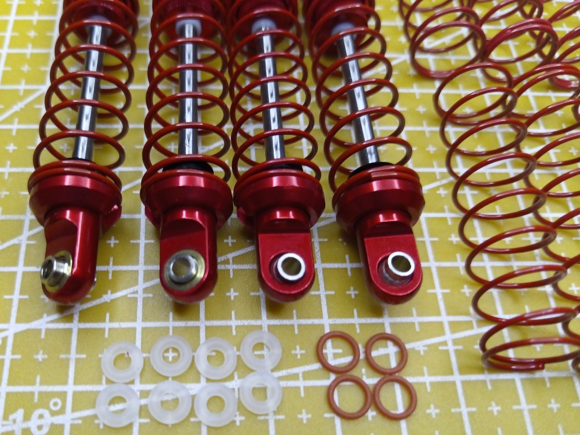 4 nowe aluminiowe amortyzatory olejowe rc 120mm czerwone TRAXXAS AXIAL
