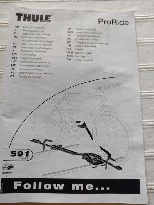Dois Porta-bicicletas Thule ProRide 591018 + Thule One Key System