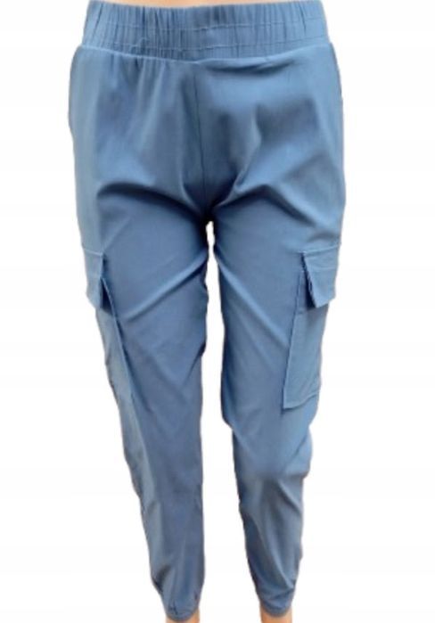 spodnie damskie cargo bojówki elastyczne gnieciuchy niebieskie 2/3xl
