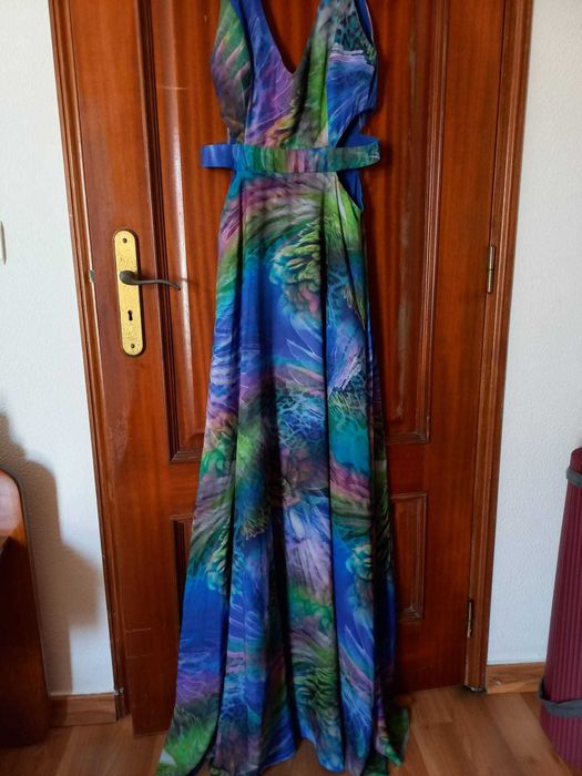 Vestido cerimónia longo estampado