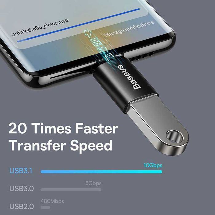 OTG адаптер Type-C на USB 3.1 перехідник тайп-с на юсб 10Gb/s BASEUS