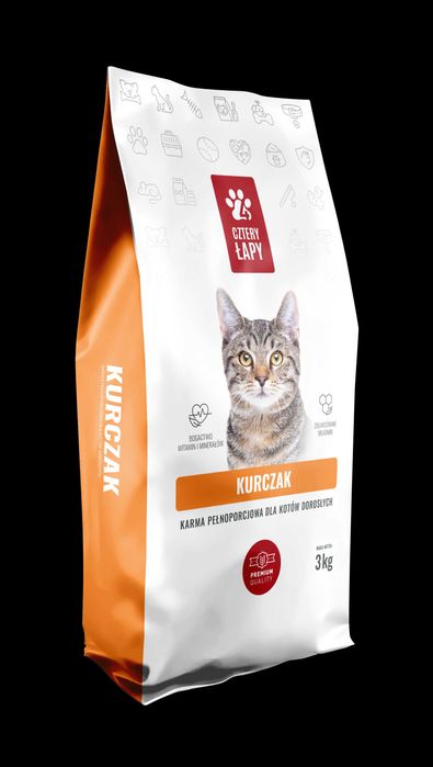 Sucha karma dla kota kurczak cztery łapy 3 kg