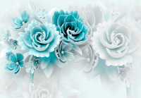Fototapeta Kwiaty Niebieskie Róże 3D Na Twój Własny Rozmiar + KLEJ