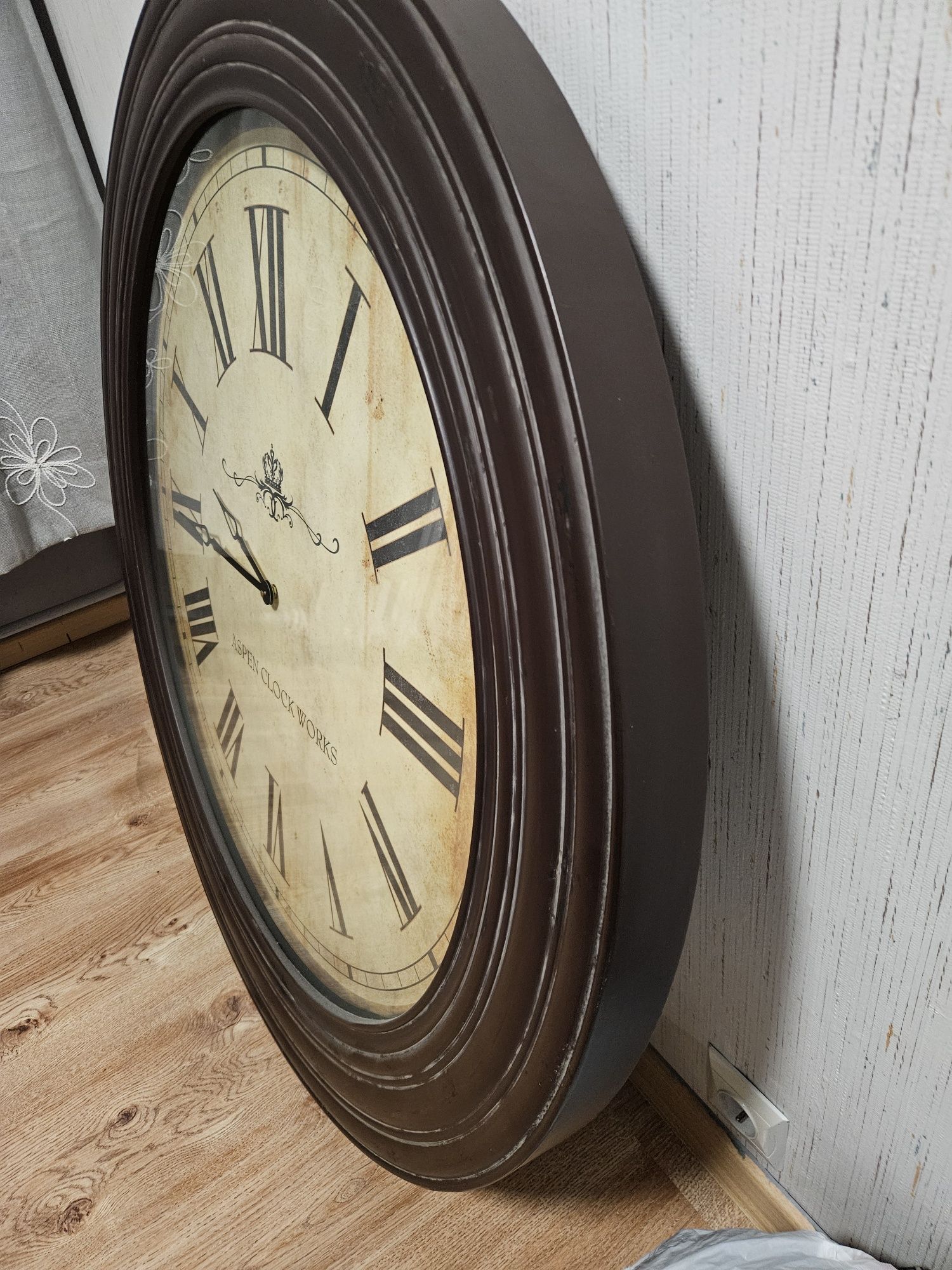 Zegar vintage 100 cm drewniana rama ciężki solidny