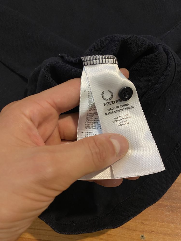 Темно синяя женская футболка поло FRED PERRY | L размер