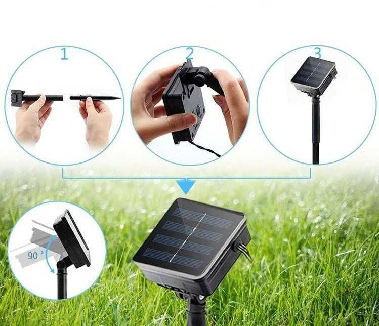 Girlanda Solarna Lampki Ogrodowe Solarne Długość 11M 50LED Żarówki