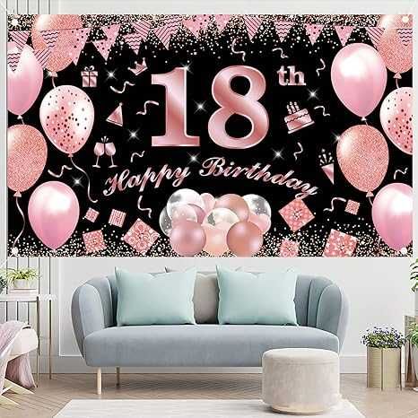 Tło Fotograficzne Baner na 18. urodziny 180x110 cm, różowe złoto