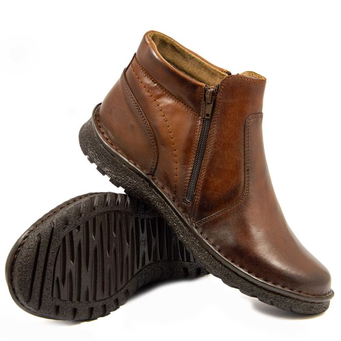 Trzewiki męskie BUTY ocieplane skóra POLSKIE szerokie haluksy 128