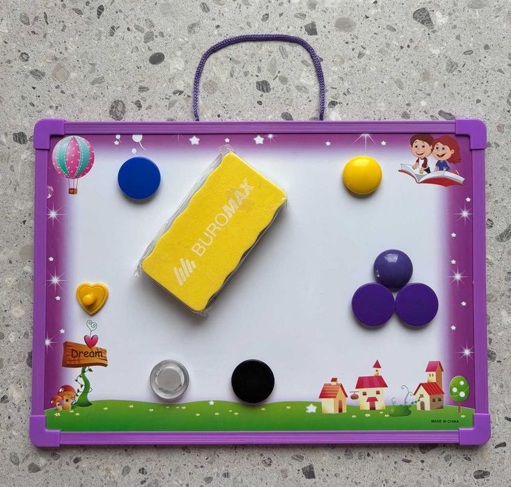 Tablica suchościeralna magnetyczna d/ dzieci Gąbka magnetyczna Magnesy