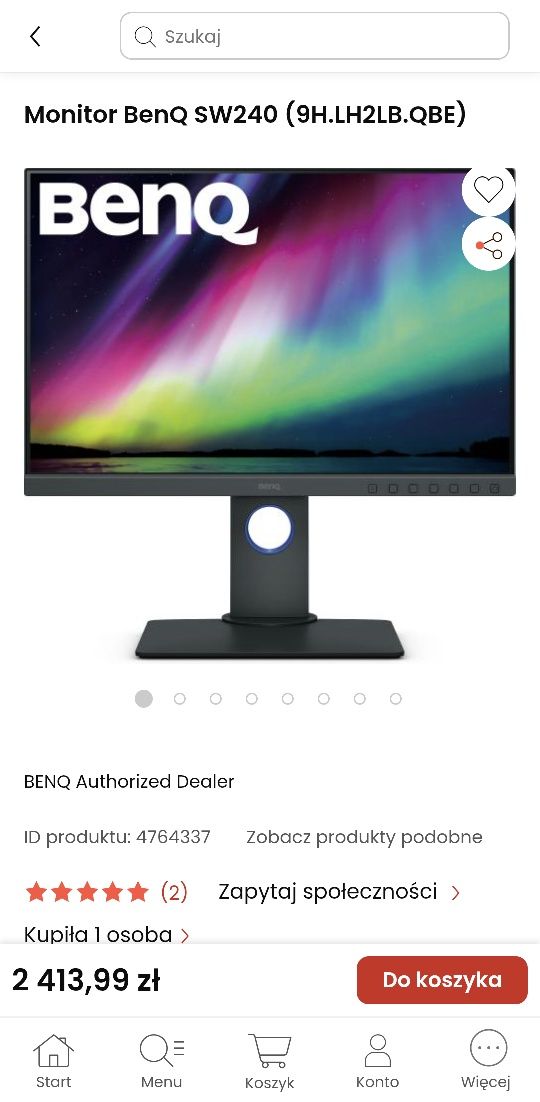 BENQ SW240 24.1" monitor dla fotografa grafika montaż video