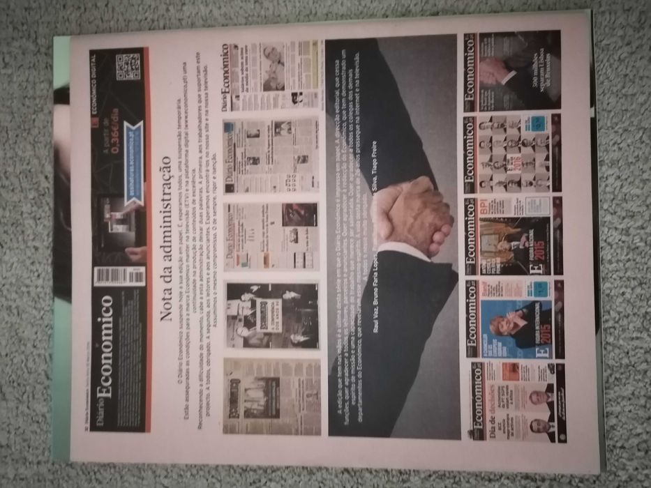 Jornal Diário Económico  - Última edição impresso em papel 2016