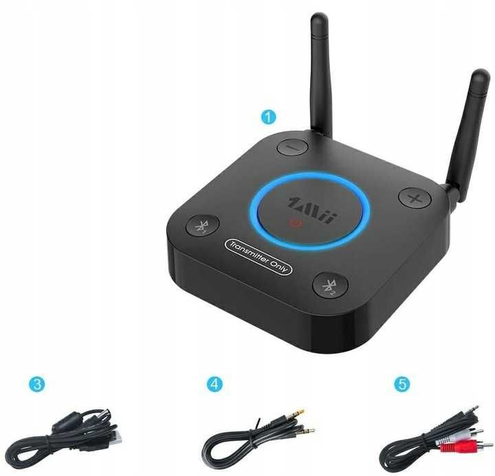 Nadajnik audio 1Mii B06TX Bluetooth 5.2 do telewiz, AUXoptyczny/3,5 mm