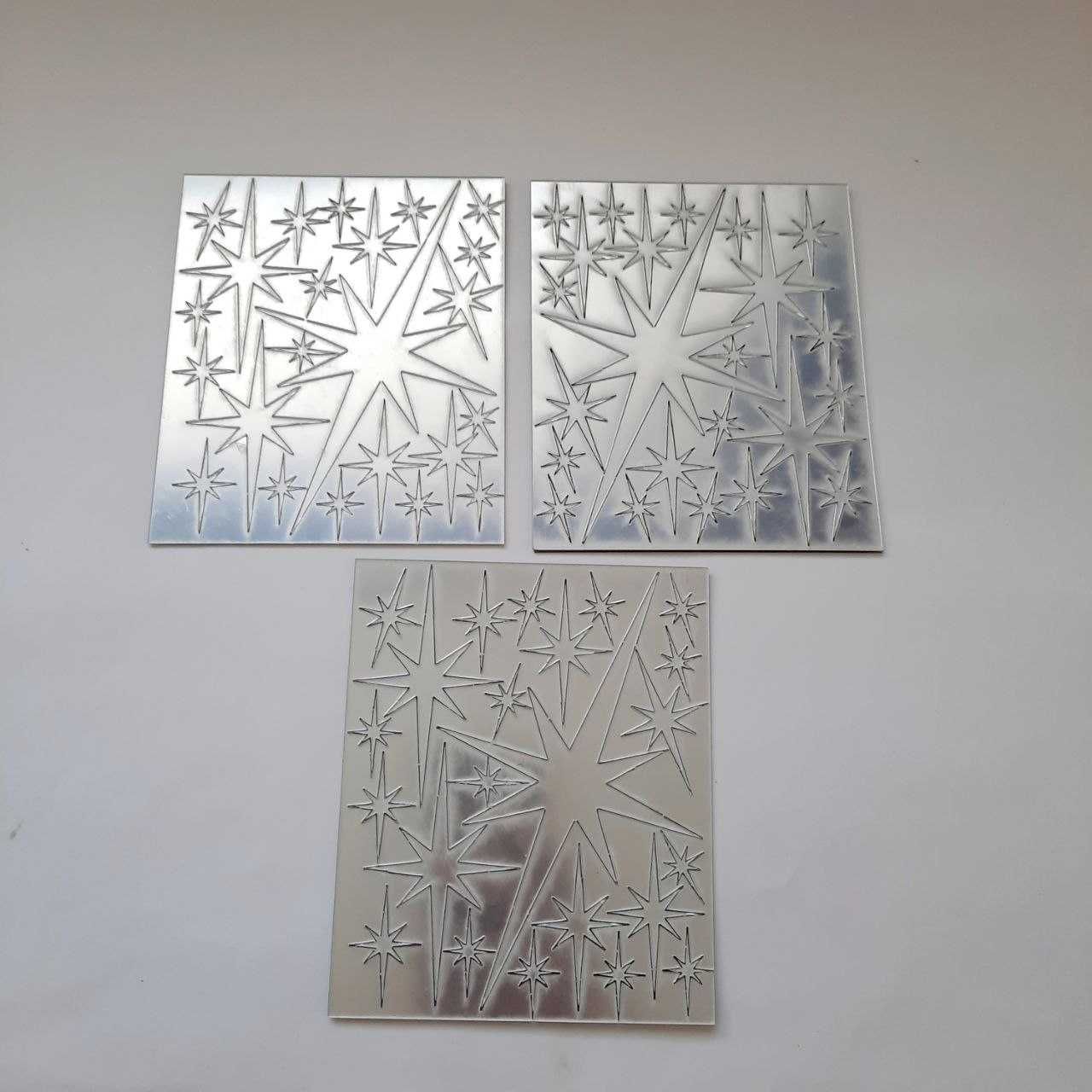 Наклейка на стену зеркальная акрил серебро Звезды набор 82 штук