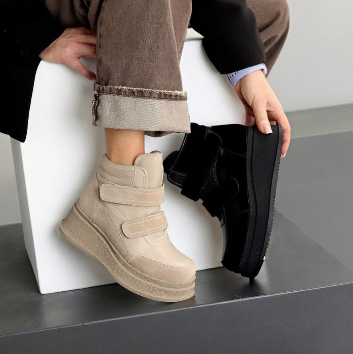 Жіночі шкіряні зимові черевики в кольорах