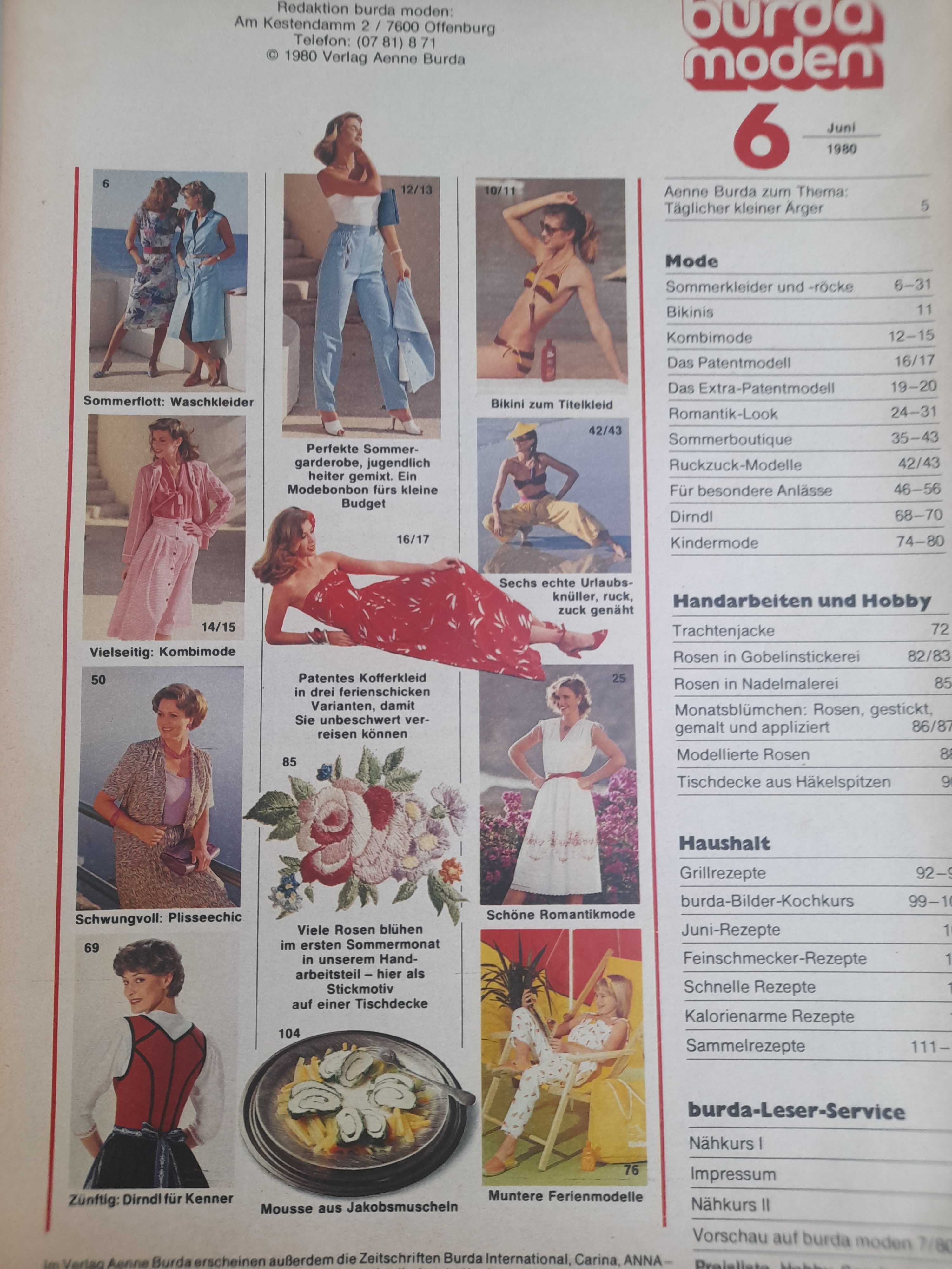 BURDA Moden + polskie instrukcje rok 1980