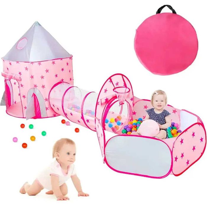 Дитячий ігровий будиночок-намет "Замок" 3в1 з тунелем та басейном