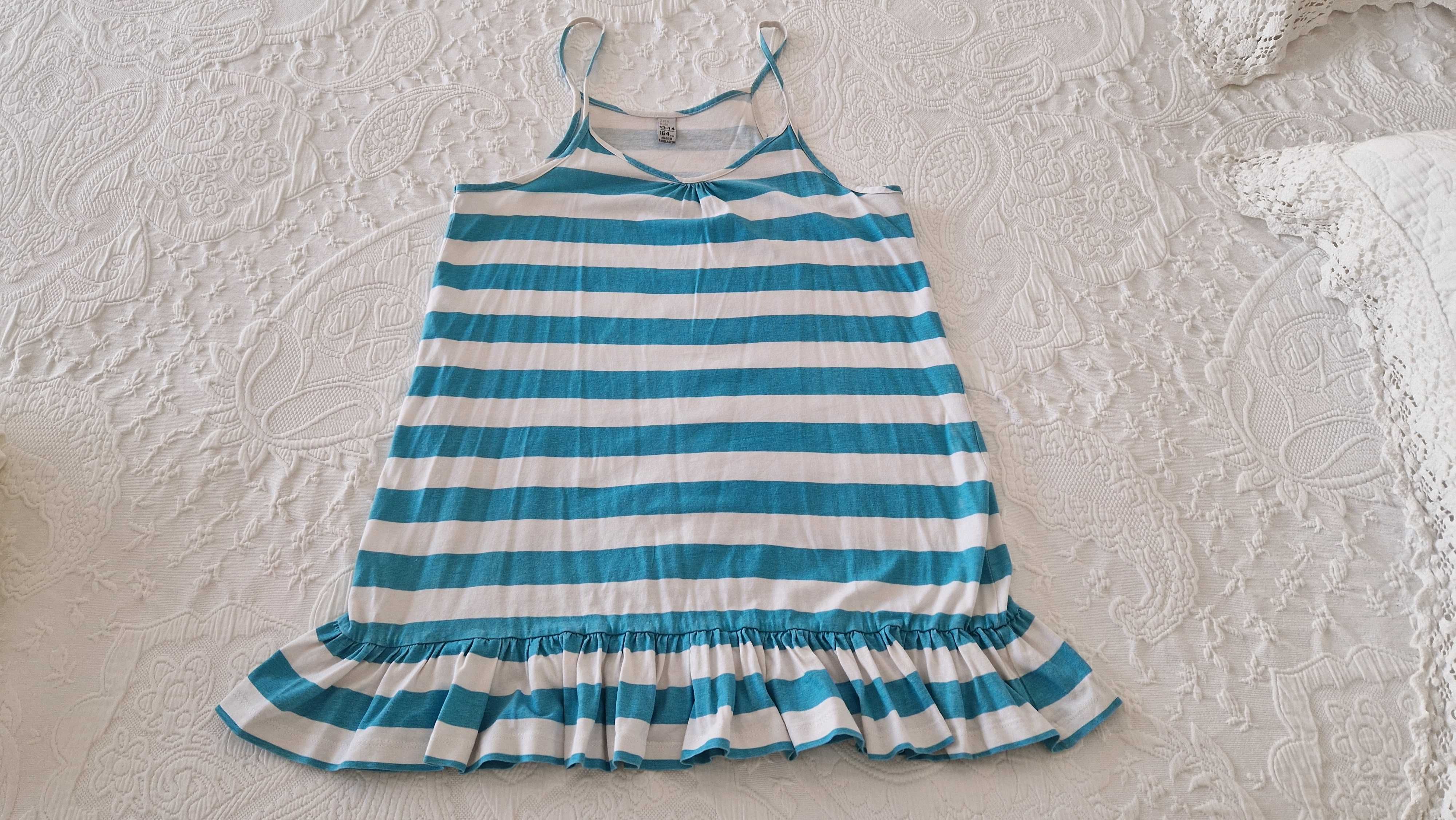 Vestido Riscas brancas e azuis, Zara Kids, tamanho 13-14 anos