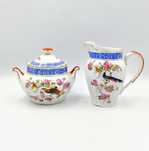 Zestaw mlecznik cukiernica antyk Rajski Ptak porcelana przedwojenna