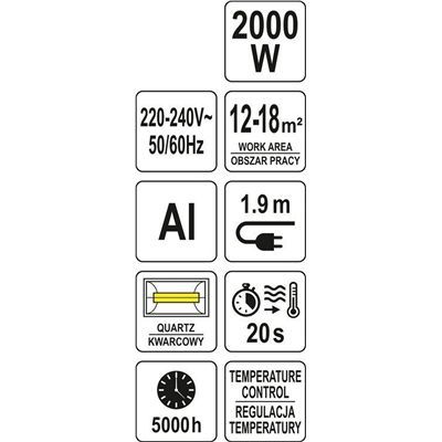 Promiennik Podczerwieni Kwarcowy 2000W Yato